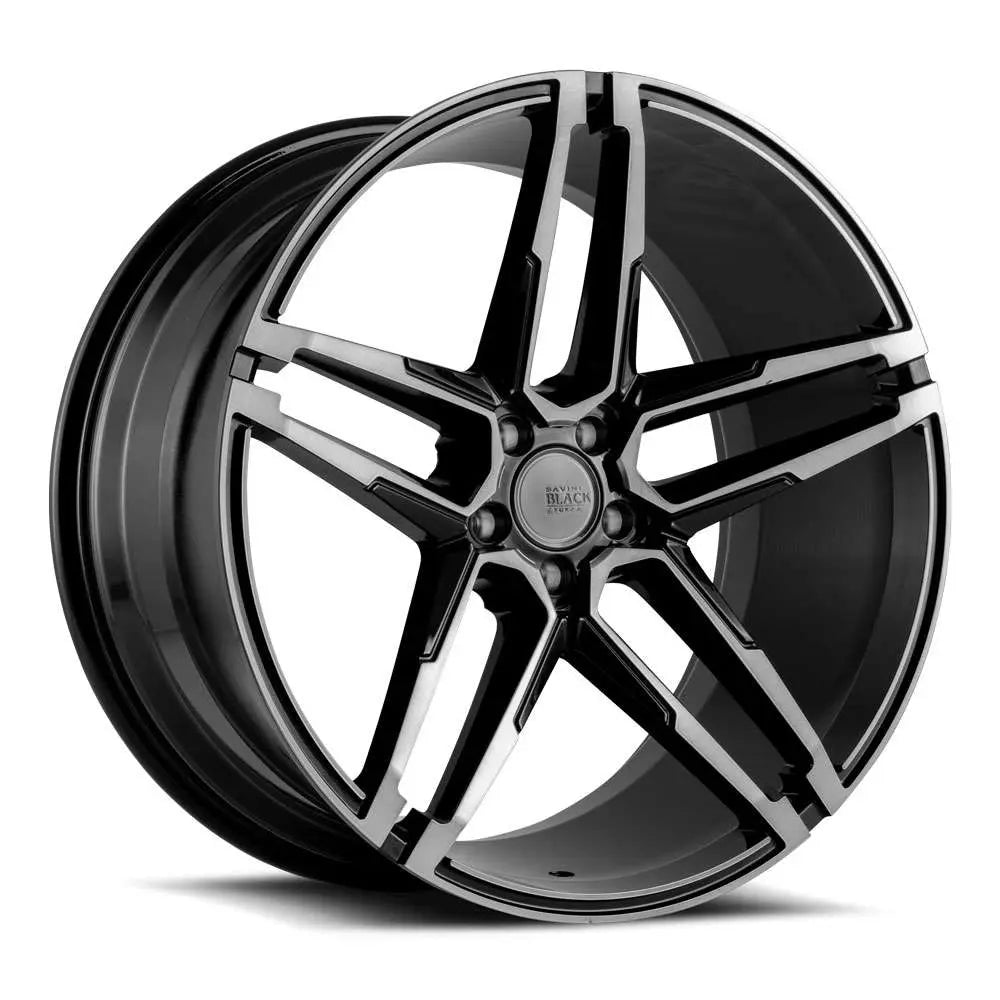 SAVINI BM17 GLOSS BLACK WITH MACHINED SPOKE FACES AND A DOUBLE DARK TINT WHEELS | 20X10.5 | 5X130 | OFFSET: 45MM | CB: 74.1MM