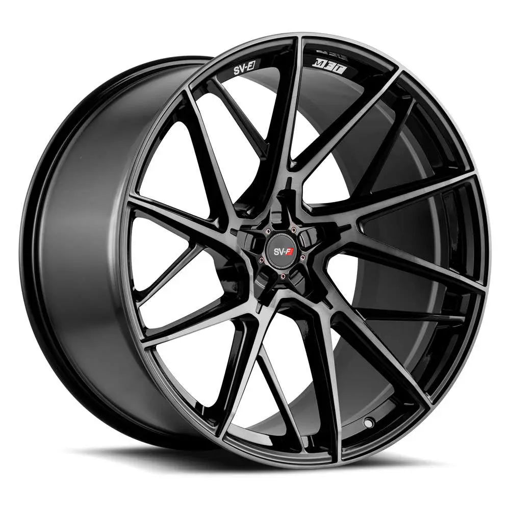 SAVINI SV-F6 GLOSS BLACK WITH MACHINED SPOKE FACES AND A DOUBLE DARK TINT WHEELS | 22X10 | 5X130 | OFFSET: 35MM | CB: 74.1MM