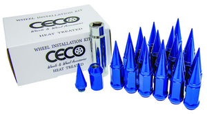 12X1.25 | KIT - 2 PIECE SPIKE LUG NUTS - 20X | BLUE | CONICAL | 19MM