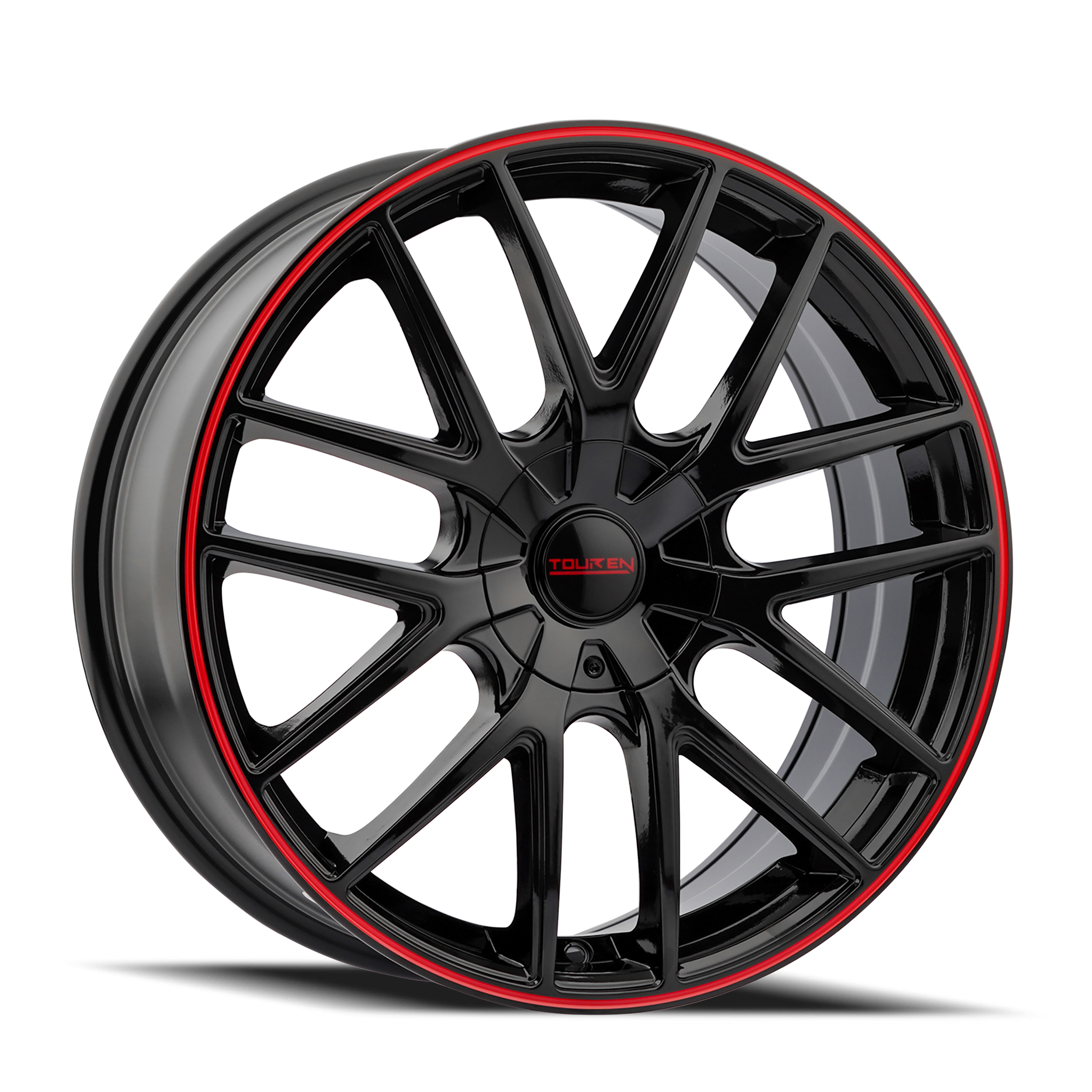 TOUREN 3260 TR60 GLOSS BLACK WITH RED RING WHEELS | 17X7.5 | 5X112/5X120 | OFFSET: 42MM | CB: 72.62MM