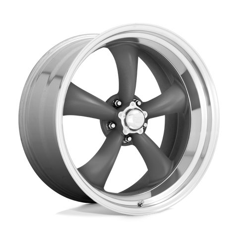 AMERICAN RACING VINTAGE VN215 CLASSIC TORQ THRUST II MAG GRAY MACHINED LIP WHEELS | 14X7 | 5X120.65 | OFFSET: 0MM | CB: 83.06MM