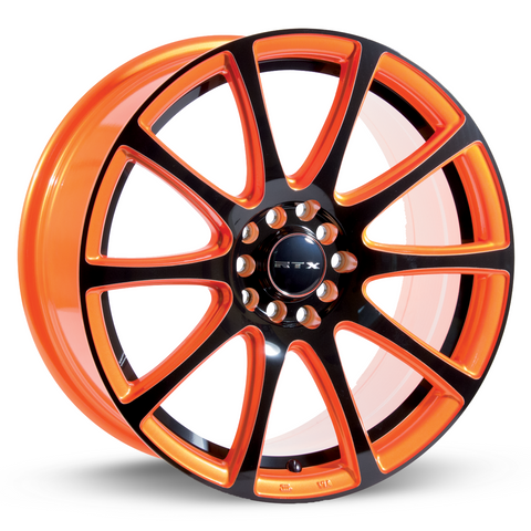 RTX BLAZE ORANGE AND BLACK WHEELS | 15X6.5 | 4X100/114.3 | OFFSET: 40MM | CB: 73.1MM