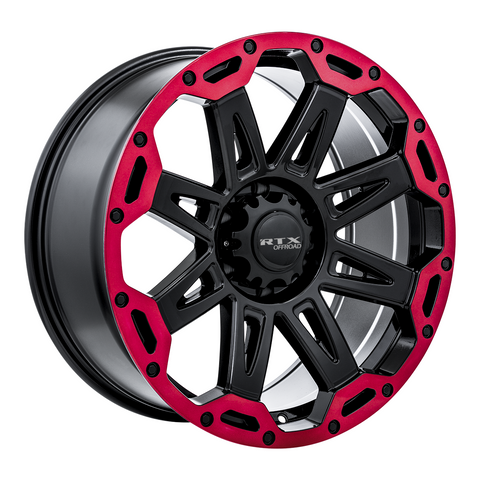 RTX GOBI GLOSS BLACK WITH RED LIP WHEELS | 18X9 | 6X135 | OFFSET: 10MM | CB: 87.1MM