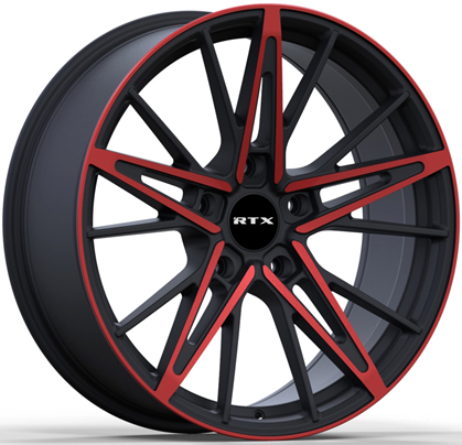 RTX OMEGA GLOSS BLACK AND MACHINED RED WHEELS | 20X8.5 | 5X114.3 | OFFSET: 38MM | CB: 73.1MM