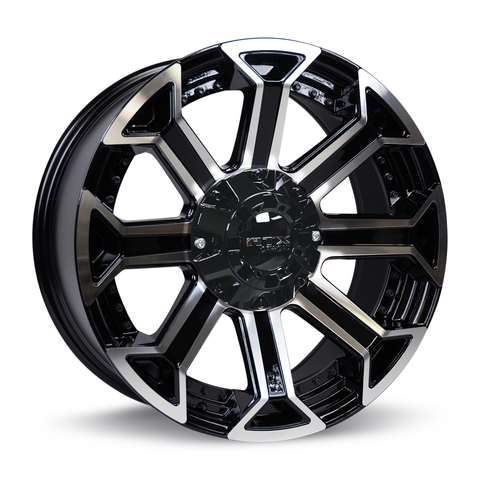 RTX PEAK - 8 SPOKES GLOSS BLACK AND MACHINED WHEELS | 18X9 | 8X170 | OFFSET: 18MM | CB: 125MM