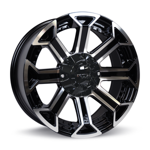 RTX PEAK - 8 SPOKES GLOSS BLACK AND MACHINED WHEELS | 20X10 | 8X170 | OFFSET: -18MM | CB: 125MM