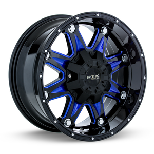 RTX SPINE BLACK WITH MILLED BLUE SPOKES WHEELS | 17X9 | 6X135/139.7 | OFFSET: 10MM | CB: 87.1MM