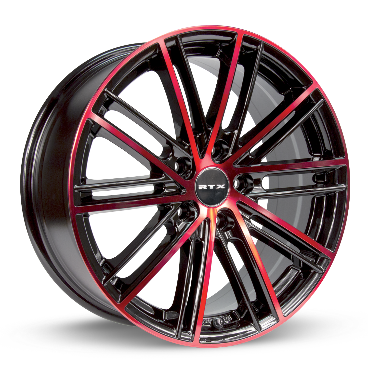 RTX STROBE 5 BLACK MACHINED RED WHEELS | 18X8 | 5X114.3 | OFFSET: 45MM | CB: 73.1MM