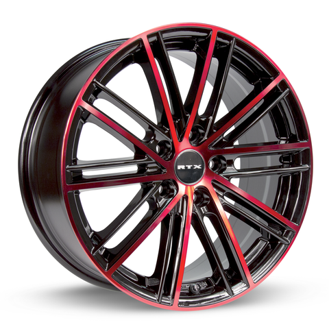 RTX STROBE 5 BLACK MACHINED RED WHEELS | 18X8 | 5X114.3 | OFFSET: 45MM | CB: 73.1MM