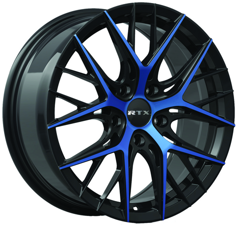 RTX VALKYRIE GLOSS BLACK AND MACHINED BLUE WHEELS | 18X8 | 5X114.3 | OFFSET: 40MM | CB: 73.1MM