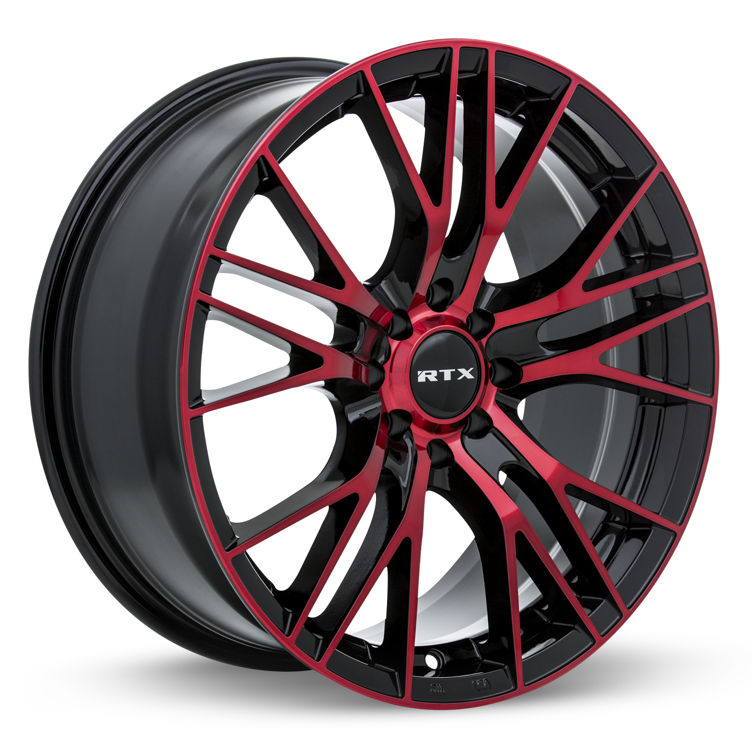 RTX VERTEX BLACK MACHINED RED WHEELS | 17X7.5 | 5X114.3 | OFFSET: 40MM | CB: 73.1MM