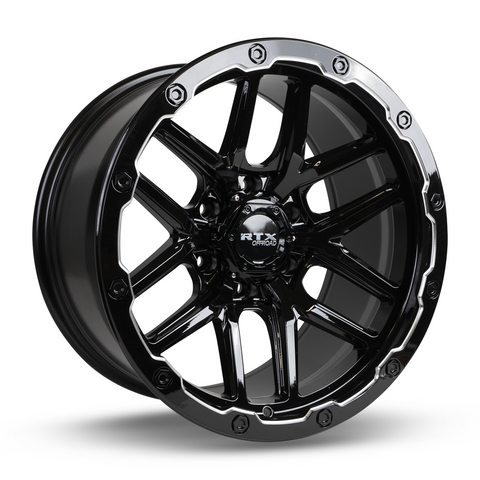 RTX VOLCANO GLOSS BLACK MILLED EDGE WHEELS | 20X10 | 6X135 | OFFSET: -18MM | CB: 87.1MM