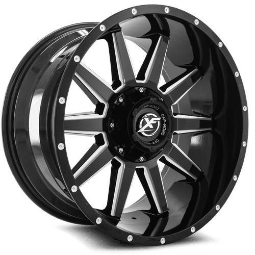 XF OFFROAD XF-219 GLOSS BLACK MILLED WHEELS | 20X9 | 8X165.1/8X170 | OFFSET: 0MM | CB: 125.2MM