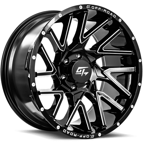 GT OFFROAD AGGRESSION GLOSS BLACK MILLED WHEELS | 22X10 | 5X127 | OFFSET: -18MM | CB: 87.1MM