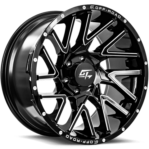 GT OFFROAD AGGRESSION GLOSS BLACK MILLED WHEELS | 22X12 | 5X139.7 | OFFSET: -44MM | CB: 108.1MM