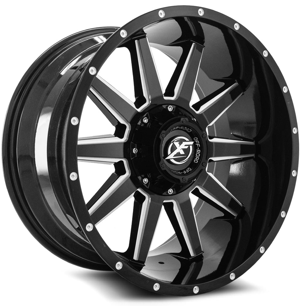 XF OFFROAD XF-219 BLACK MILLED RED WHEELS | 20X10 | 6X135/6X139.7 | OFFSET: -12MM | CB: 106.4MM