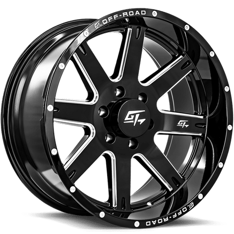 GT OFFROAD INVASION GLOSS BLACK MILLED WHEELS | 20X12 | 5X139.7 | OFFSET: -44MM | CB: 108.1MM