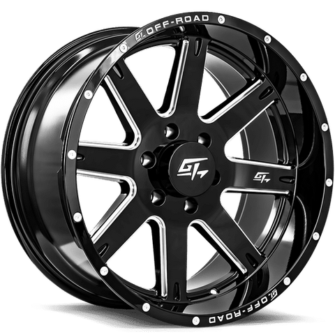 GT OFFROAD INVASION GLOSS BLACK MILLED WHEELS | 22X10 | 8X170 | OFFSET: -18MM | CB: 125.2MM