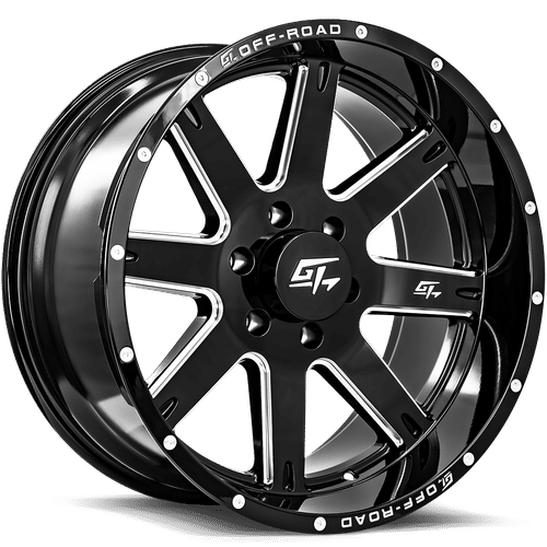 GT OFFROAD INVASION GLOSS BLACK MILLED WHEELS | 20X12 | 8X180 | OFFSET: -44MM | CB: 125.2MM