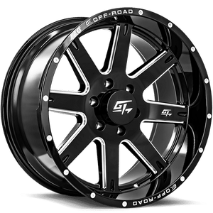 GT OFFROAD INVASION GLOSS BLACK MILLED WHEELS | 20X12 | 5X127 | OFFSET: -44MM | CB: 87.1MM