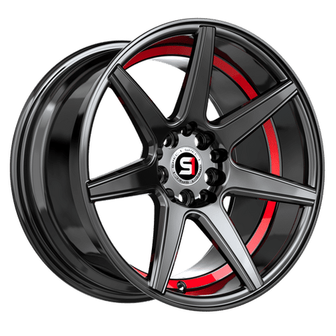 SPEC-1 RACING SP-73GBRU GLOSS BLACK AND RED UNDER CUT WHEELS | 18X8 | 5X114.3/5X120 | OFFSET: 38MM | CB: 73.1MM