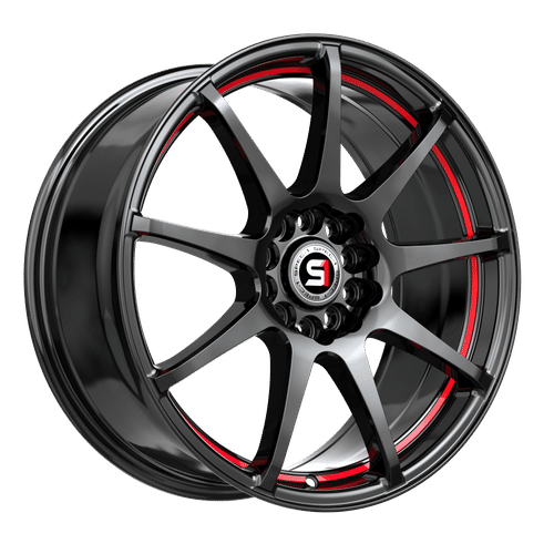 SPEC-1 RACING SP-67GBRL GLOSS BLACK AND RED LINE WHEELS | 17X7 | 5X110/5X114.3 | OFFSET: 42MM | CB: 73.1MM