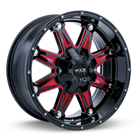 RTX SPINE BLACK WITH MILLED RED SPOKES WHEELS | 20X9 | 8X180 | OFFSET: 15MM | CB: 125MM