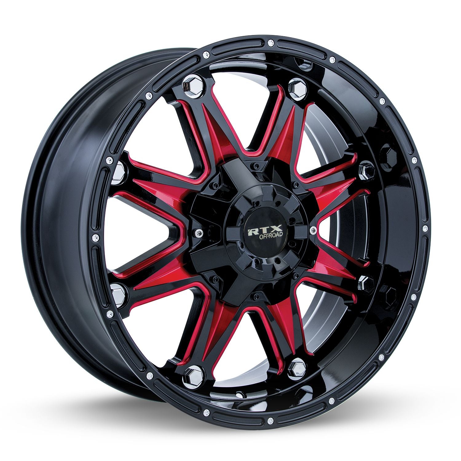 RTX SPINE BLACK WITH MILLED RED SPOKES WHEELS | 20X9 | 6X135/139.7 | OFFSET: 10MM | CB: 87.1MM