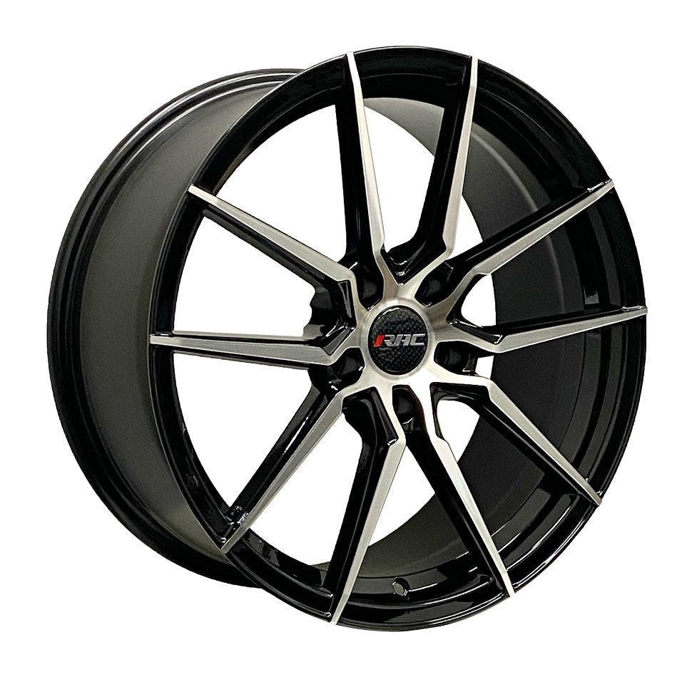 RAC R13 GLOSS BLACK WITH MACHINED FACE WHEELS | 18X8 | 5X114.3 | OFFSET: 38MM | CB: 73.1MM