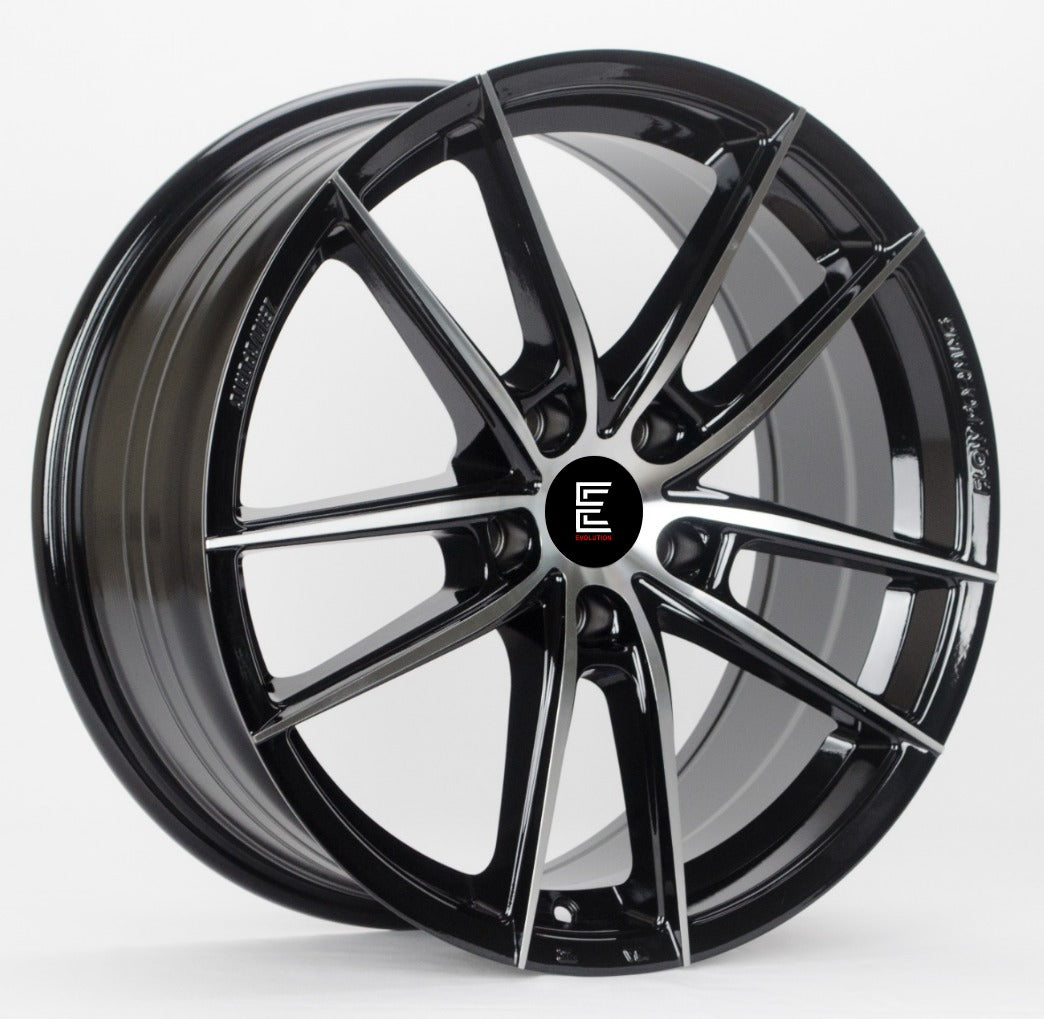 EVOLUTION 2239 GLOSS BLACK MACHINED FACE WHEELS | 17X7.5 | 5X114.3 | OFFSET: 38MM | CB: 73.1MM