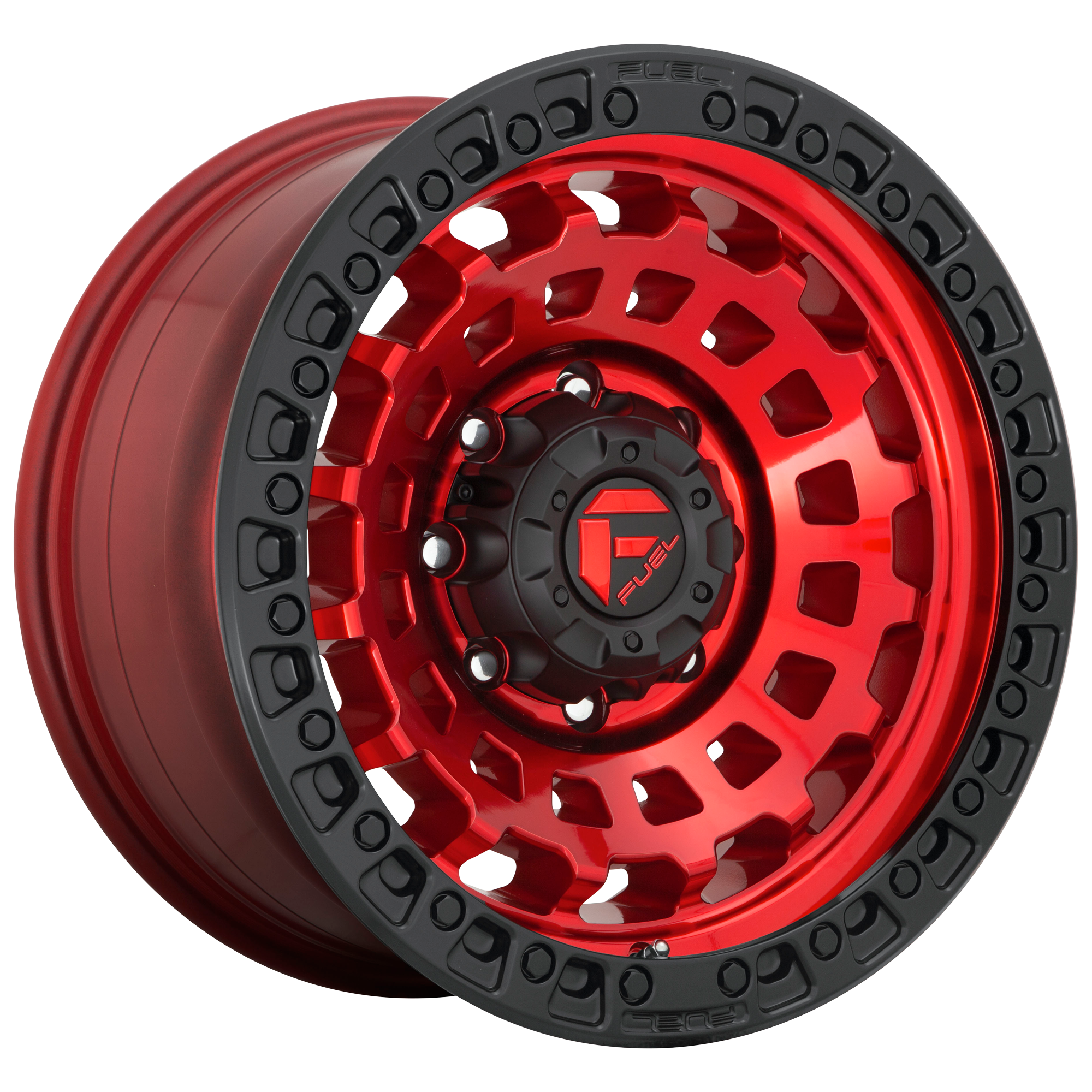 FUEL 1PC D632 ZEPHYR CANDY RED BLACK BEAD RING WHEELS | 18X9 | 6X139.7 | OFFSET: -12MM | CB: 106.1MM