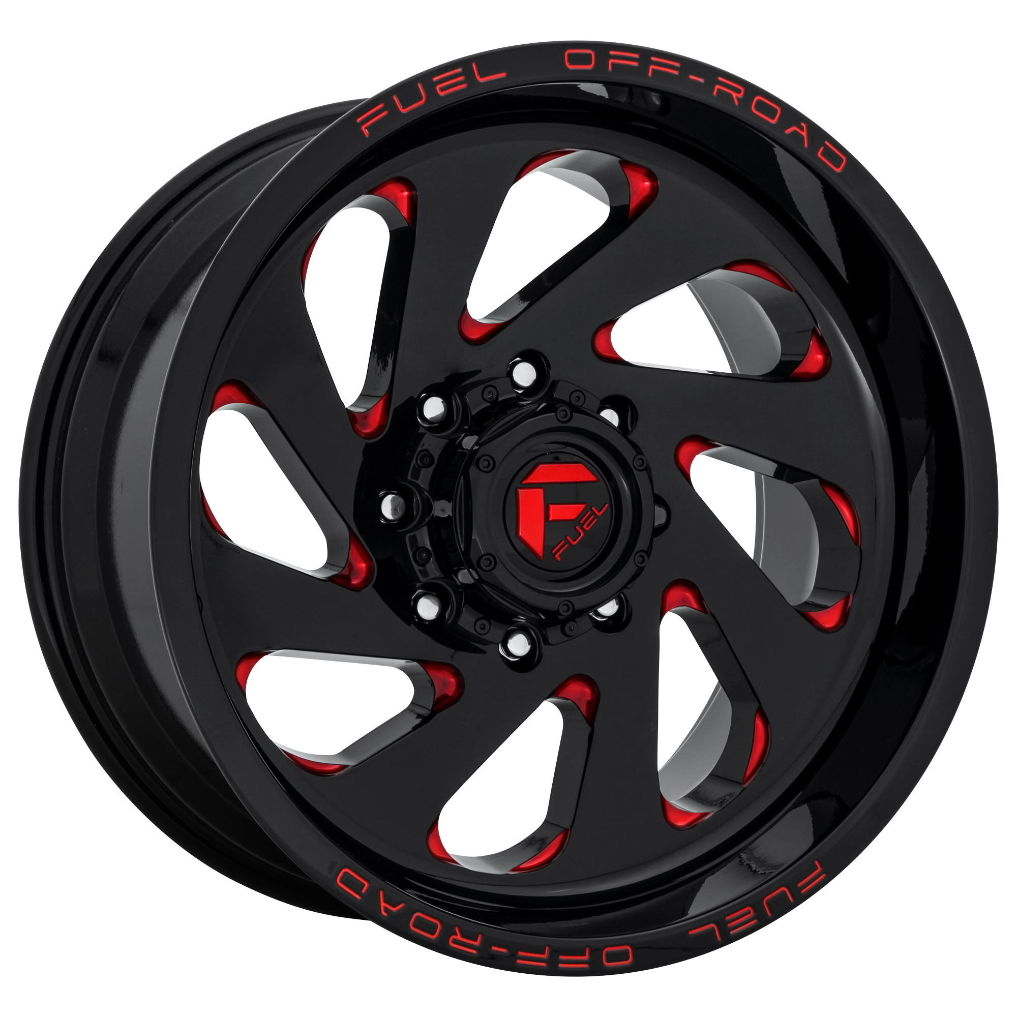 FUEL 1PC D638 VORTEX GLOSS BLACK RED TINTED CLEAR WHEELS | 22X12 | 8X165.1 | OFFSET: -44MM | CB: 125.1MM