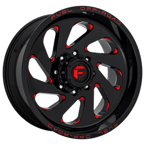 FUEL 1PC D638 VORTEX GLOSS BLACK RED TINTED CLEAR WHEELS | 22X12 | 8X165.1 | OFFSET: -44MM | CB: 125.1MM