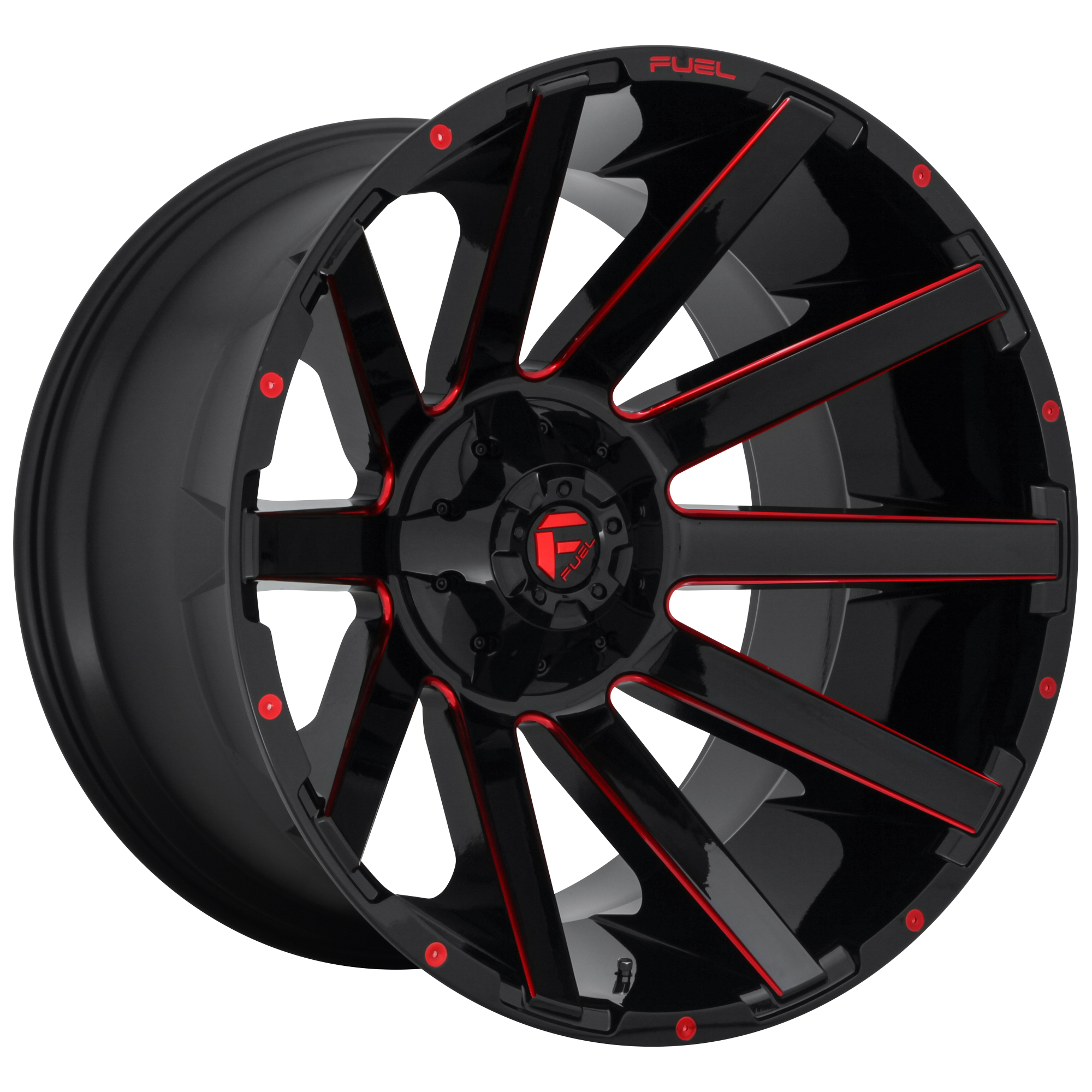 FUEL 1PC D643 CONTRA GLOSS BLACK RED TINTED CLEAR WHEELS | 20X9 | 6X135/6X139.7 | OFFSET: 2MM | CB: 106.1MM