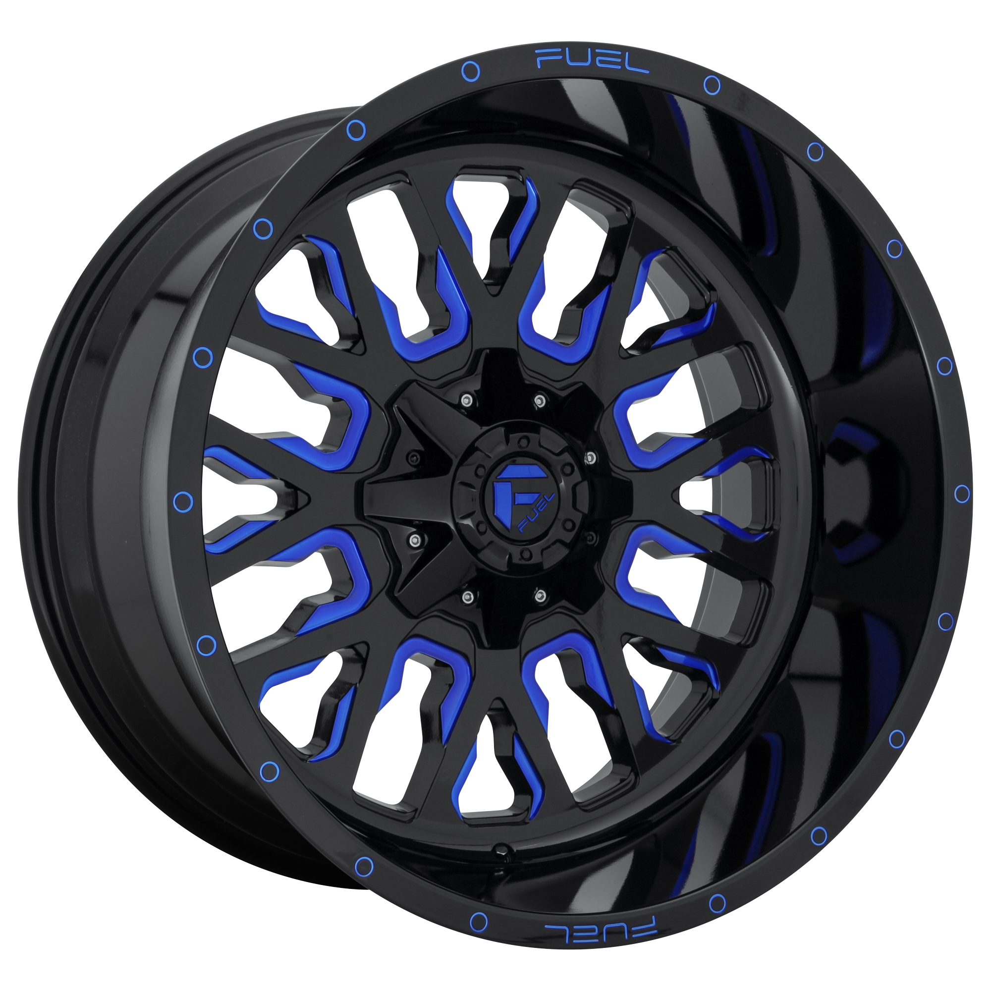 FUEL 1PC D645 STROKE GLOSS BLACK BLUE TINTED CLEAR WHEELS | 20X12 | 5X114.3/5X127 | OFFSET: -43MM | CB: 78.1MM