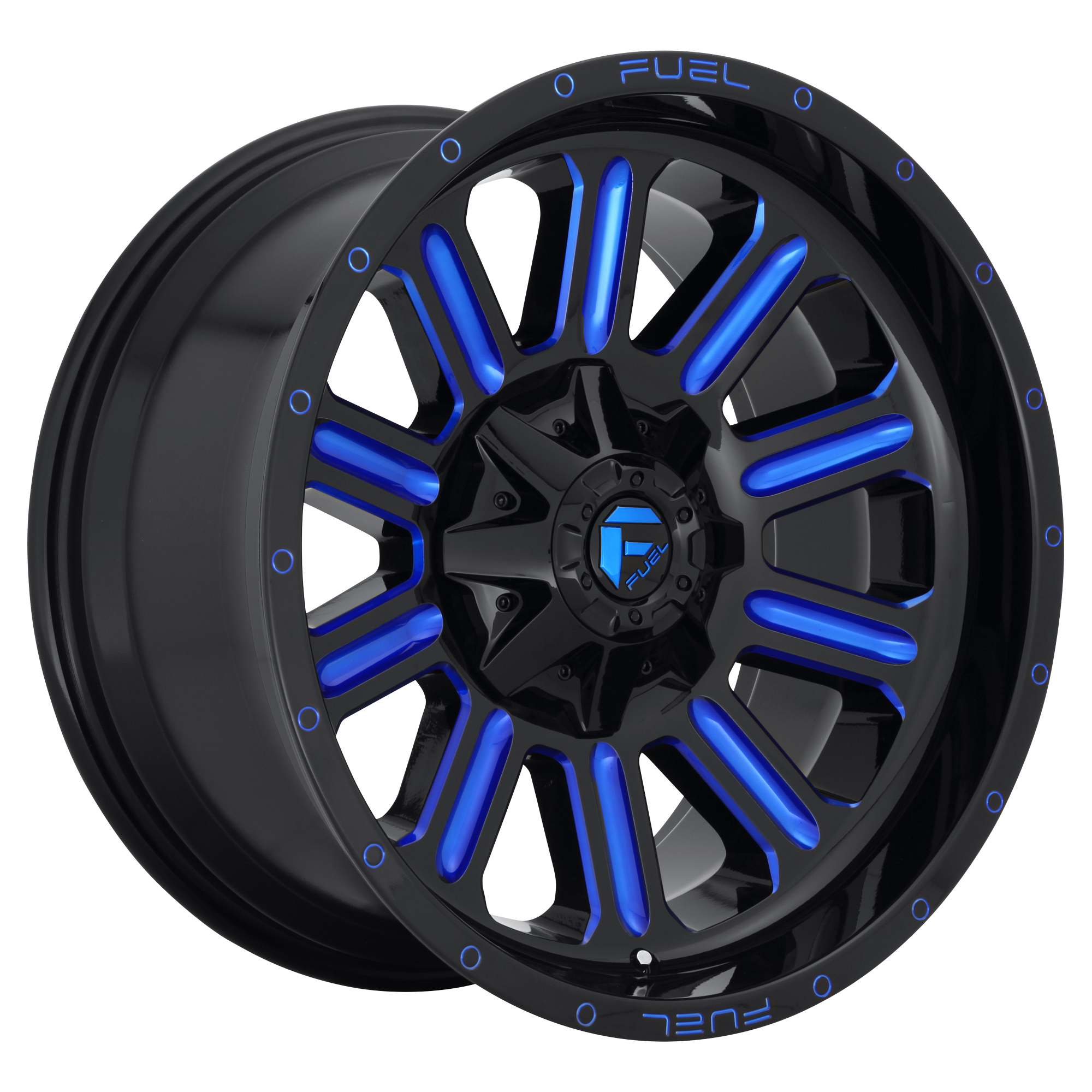 FUEL 1PC D646 HARDLINE GLOSS BLACK BLUE TINTED CLEAR WHEELS | 18X9 | 5X114.3/5X127 | OFFSET: -12MM | CB: 78.1MM