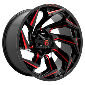 FUEL 1PC D755 REACTION GLOSS BLACK MILLED WITH RED TINT WHEELS | 15X8 | 5X139.7 | OFFSET: -18MM | CB: 108MM