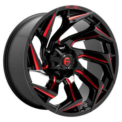 FUEL 1PC D755 REACTION GLOSS BLACK MILLED WITH RED TINT WHEELS | 15X8 | 5X139.7 | OFFSET: -12MM | CB: 108MM