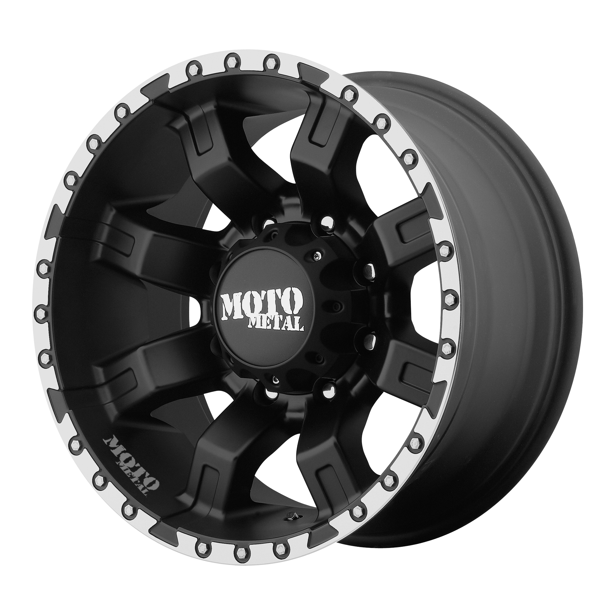 MOTO METAL MO968 SATIN BLACK WITH MACHINED FLANGE WHEELS | 20X12 | 8X180 | OFFSET: -44MM | CB: 124.2MM