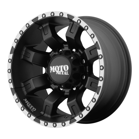 MOTO METAL MO968 SATIN BLACK WITH MACHINED FLANGE WHEELS | 20X12 | 8X180 | OFFSET: -44MM | CB: 124.2MM