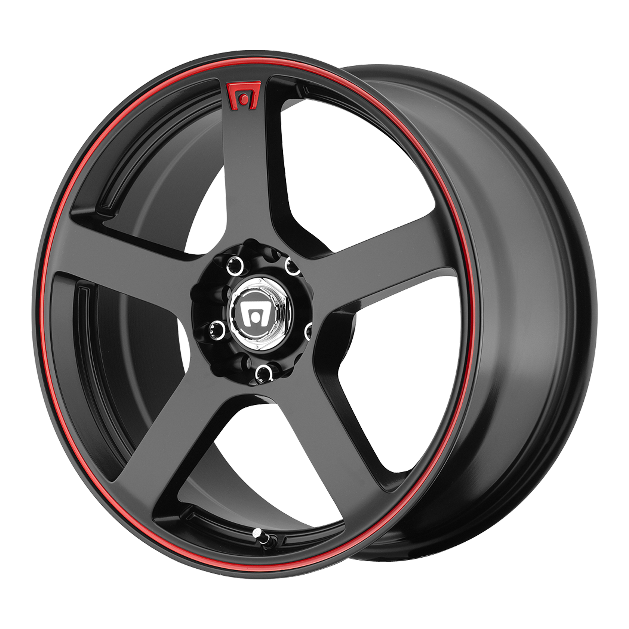 MOTEGI MR116 FS5 MATTE BLACK RED RACING STRIPE WHEELS | 17X7 | 5X100/5X114.3 | OFFSET: 40MM | CB: 72.56MM