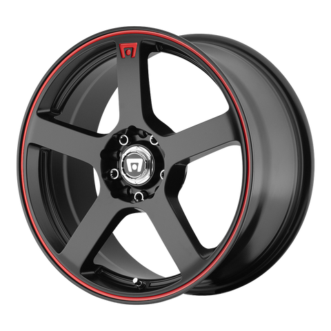 MOTEGI MR116 FS5 MATTE BLACK RED RACING STRIPE WHEELS | 17X7 | 5X100/5X114.3 | OFFSET: 40MM | CB: 72.56MM