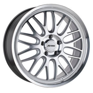 PETROL P4C SILVER W/ MACHINED FACE & LIP WHEELS | 16X7 | 5X100 | OFFSET: 40MM | CB: 72.1MM