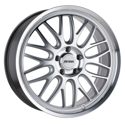 PETROL P4C SILVER W/ MACHINED FACE & LIP WHEELS | 16X7 | 5X100 | OFFSET: 40MM | CB: 72.1MM