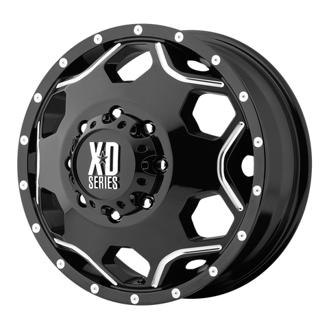 XD XD814 CRUX GLOSS BLACK WITH MILLED ACCENTS WHEELS | 17X6 | 8X165.1 | OFFSET: -134MM | CB: 125.1MM