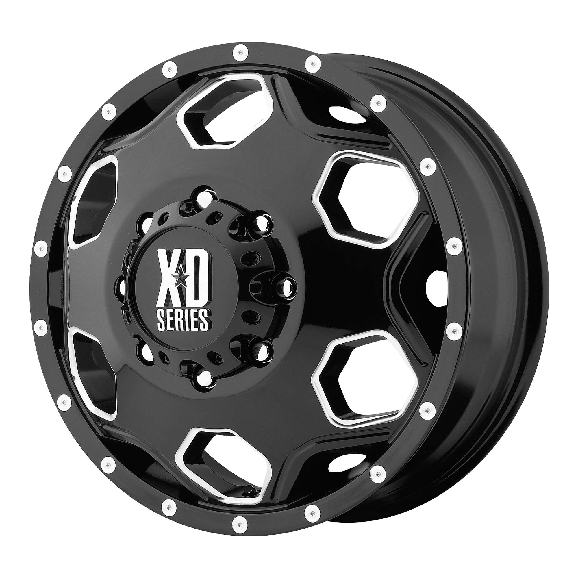 XD XD815 BATALLION GLOSS BLACK WITH MILLED ACCENTS WHEELS | 22X8.25 | 8X165.1 | OFFSET: 127MM | CB: 125.1MM
