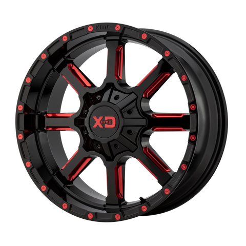 XD XD838 MAMMOTH GLOSS BLACK MILLED WITH RED TINT CLEAR COAT WHEELS | 20X12 | 5X127/5X139.7 | OFFSET: -44MM | CB: 78.1MM
