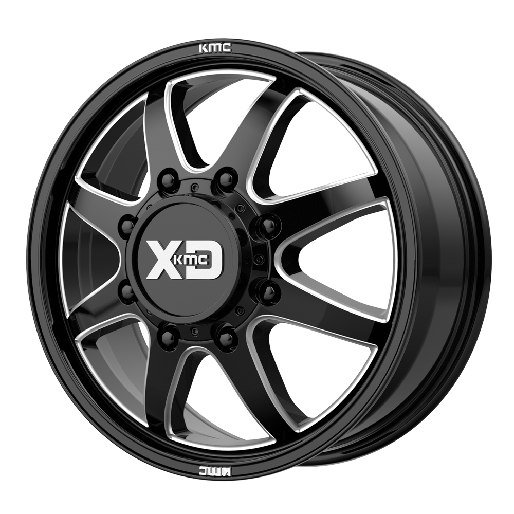 XD XD845 PIKE DUALLY GLOSS BLACK MILLED - FRONT WHEELS | 22X8.25 | 8X210 | OFFSET: 105MM | CB: 154.3MM