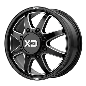 XD XD845 PIKE DUALLY GLOSS BLACK MILLED - FRONT WHEELS | 22X8.25 | 8X210 | OFFSET: 105MM | CB: 154.3MM