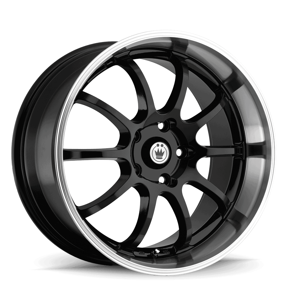 KONIG LIGHTNING BLACK WITH MACHINED LIP WHEELS | 14X6 | 4X100/4X114.3 | OFFSET: 38MM | CB: 73.1MM